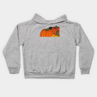 Cute Dog and Three Pumpkins Ready for Halloween Kids Hoodie